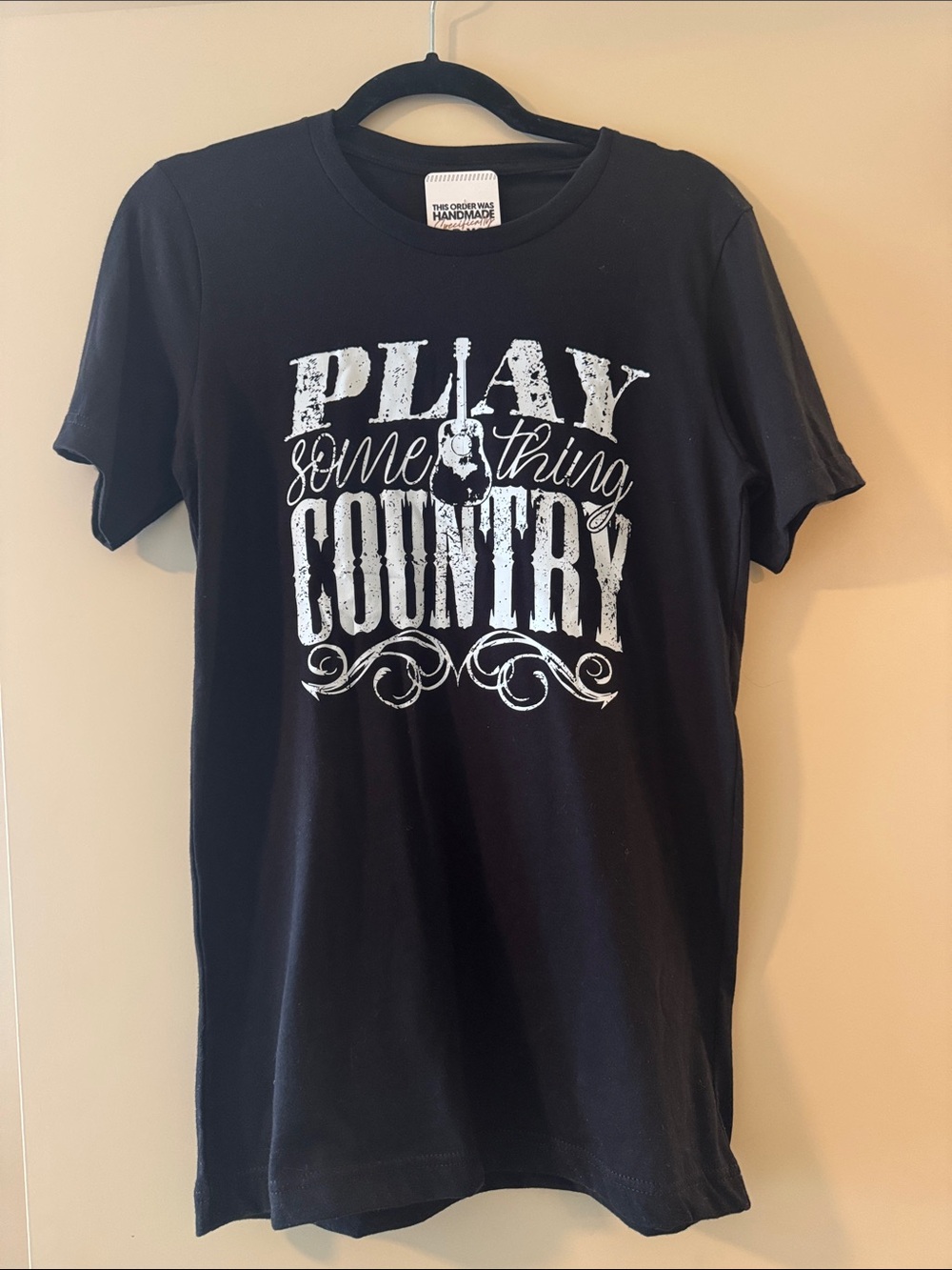 Black Graphic Tee "Play Something Country"